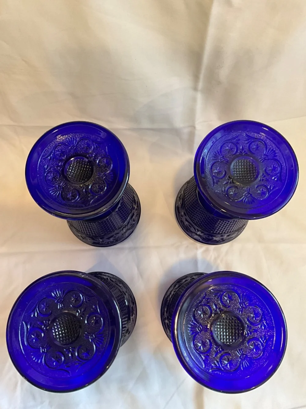 Vintage Imperial‎ Glass Cape Cod Cobalt Blue Water Goblets - Set of 4